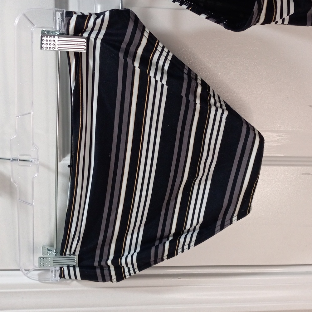 Black/Grey/White & Gold Stripes 2 Piece Swim Suit. Size XS-S - Picture 5 of 7